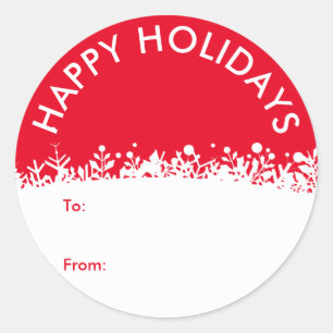 Sticker Rond Vacances Blanches Modernes Botanique Flocon de nei