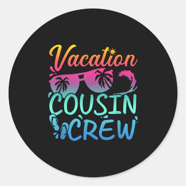 Sticker Rond Vacances Cousin Crew Beach Sungles (Devant)
