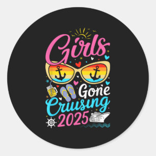 Sticker Rond Vacances Croisière Filles 2025 Croisière de Fête
