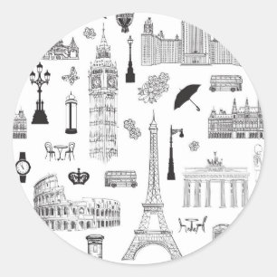 Sticker Rond Vacances dans le motif de l'Europe