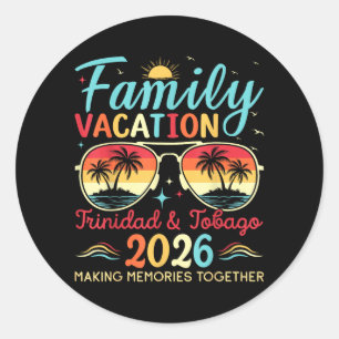 Sticker Rond Vacances de famille à la plage à Trinité-et-Tobago
