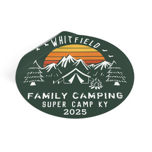 Sticker Rond Vacances de famille personnalisées tenue de campin