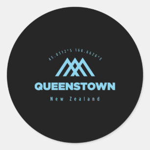 Sticker Rond Vacances de montagne à Queenstown Ski Nouvelle-Zél