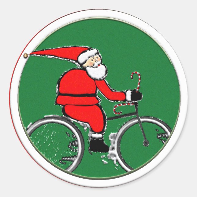 Sticker Rond Vacances de Noël à vélo (Devant)