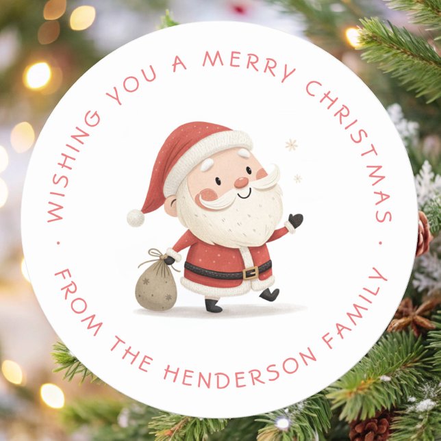 Sticker Rond Vacances de Noël de Cute Père Noël (Créateur téléchargé)