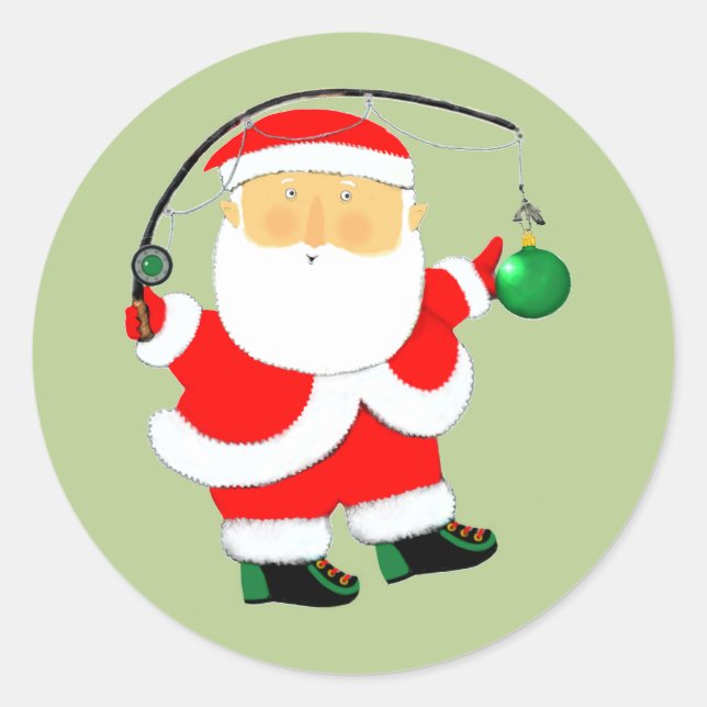 Sticker Rond Vacances de Noël de pêche (Devant)