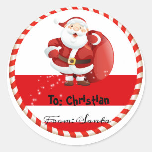 Sticker Rond Vacances de Noël de Père Noël à