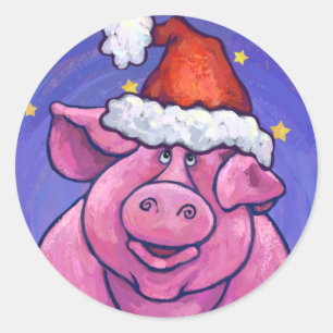 Sticker Rond Vacances de porc