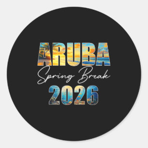 Sticker Rond Vacances de printemps 2026 à Aruba Vacances d'été