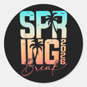 Sticker Rond Vacances de printemps 2026 Coloré Rétro Spring Bre