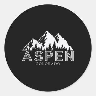Sticker Rond Vacances de ski à Aspen Colorado Montagne