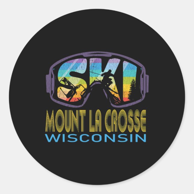 Sticker Rond Vacances de ski à Ski Mount La Crosse Wisconsin  (Devant)