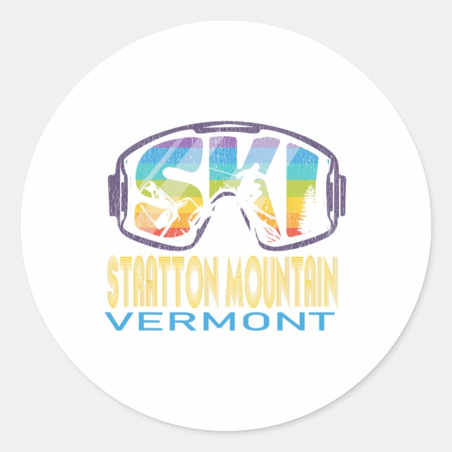 Sticker Rond Vacances de ski à Stratton Mountain Vermont  (Devant)