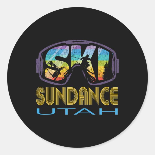 Sticker Rond Vacances de ski à Sundance Utah  (Devant)