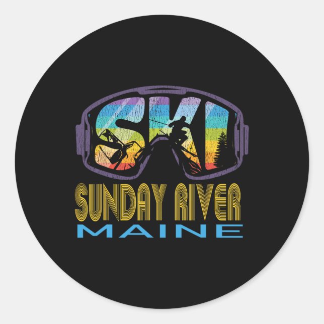 Sticker Rond Vacances de ski à Sunday River Maine  (Devant)