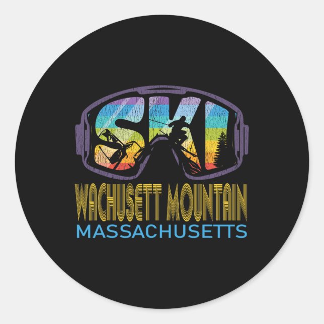 Sticker Rond Vacances de ski à Wachusett Mountain Machusetts (Devant)