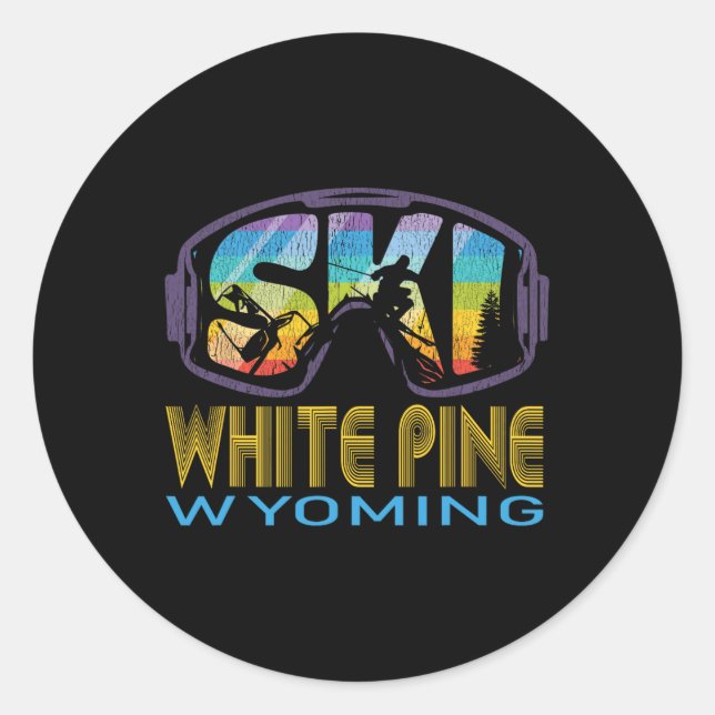 Sticker Rond Vacances de ski à White Pine Wyoming  (Devant)