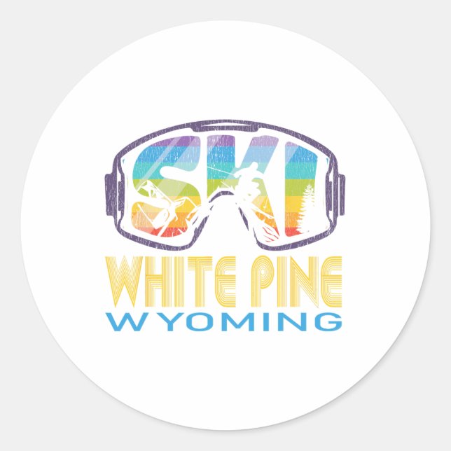 Sticker Rond Vacances de ski à White Pine Wyoming  (Devant)