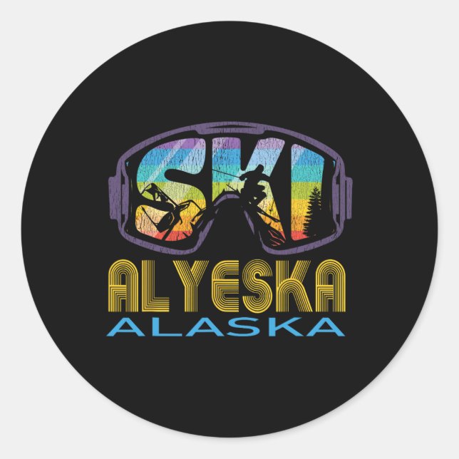 Sticker Rond Vacances de ski Alyeska Alaska Ski  (Devant)