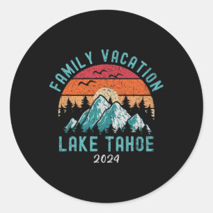 Sticker Rond Vacances de ski de randonnée en montagne en famill