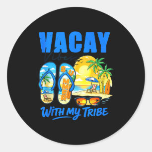 Sticker Rond Vacances d'été à la plage voyage en famille ambian