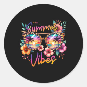 Sticker Rond Vacances d'été ambiance vintage voyage en famille