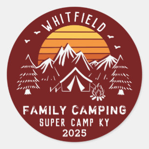 Sticker Rond Vacances d'été de camping familiales sur mesure
