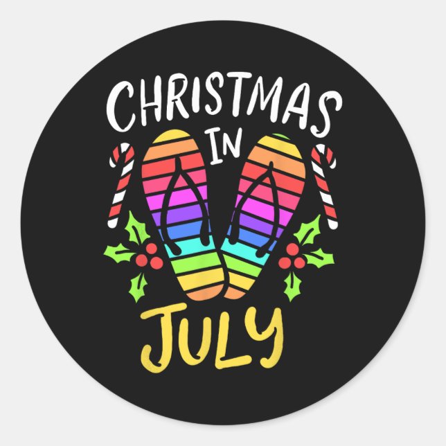 Sticker Rond Vacances d'été de Noël en juillet  (Devant)