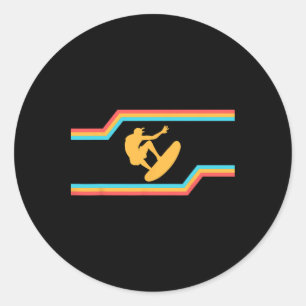 Sticker Rond Vacances d'été en Californie, Ensoleillement, Surf