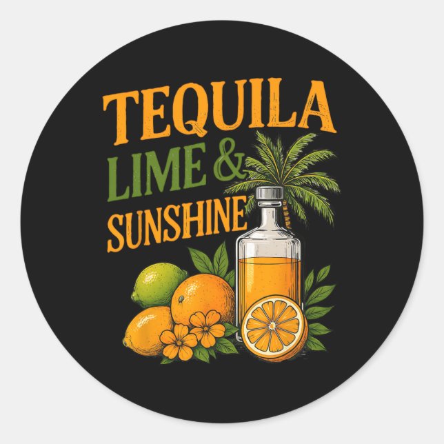 Sticker Rond Vacances d'été Fête Plage Téquila  (Devant)