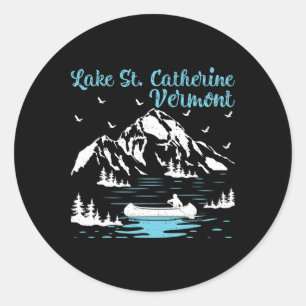 Sticker Rond Vacances d'été rétro Vermont lac St. Catherine M