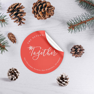 Sticker Rond Vacances d'hiver Adresse de la famille de Noël