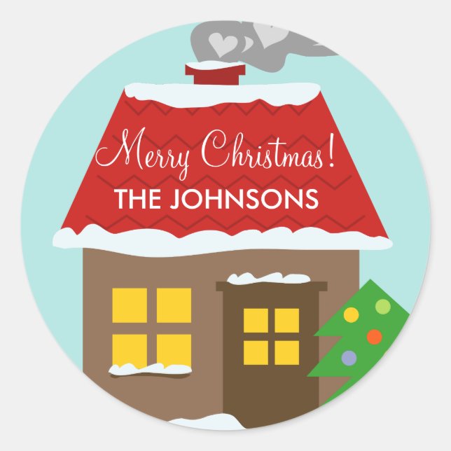 Sticker Rond Vacances d'hiver faites sur commande de maison de (Devant)