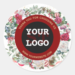 Sticker Rond Vacances d'hiver Gold Red Black Monogramme Votre l