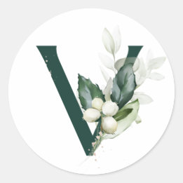 Sticker Rond Vacances d'hiver MONOGRAM baies blanches