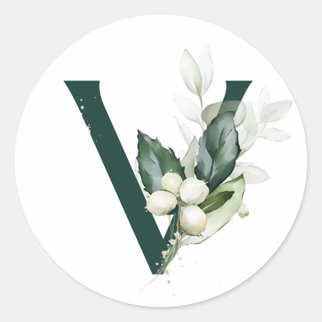 Sticker Rond Vacances d'hiver MONOGRAM baies blanches   (Devant)