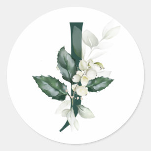 Sticker Rond Vacances d'hiver MONOGRAMME baies blanches