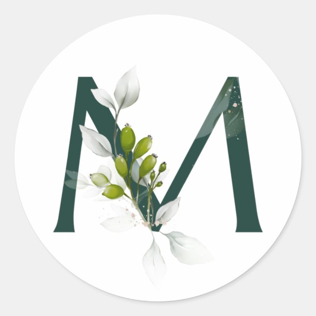 Sticker Rond Vacances d'hiver MONOGRAS lettre verte baies (Devant)