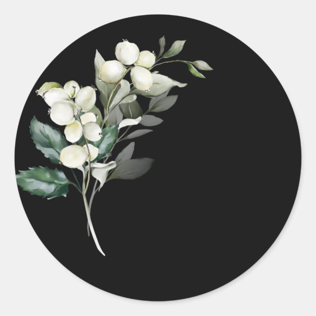 Sticker Rond Vacances d'hiver sainte branches blanches vert eau (Devant)