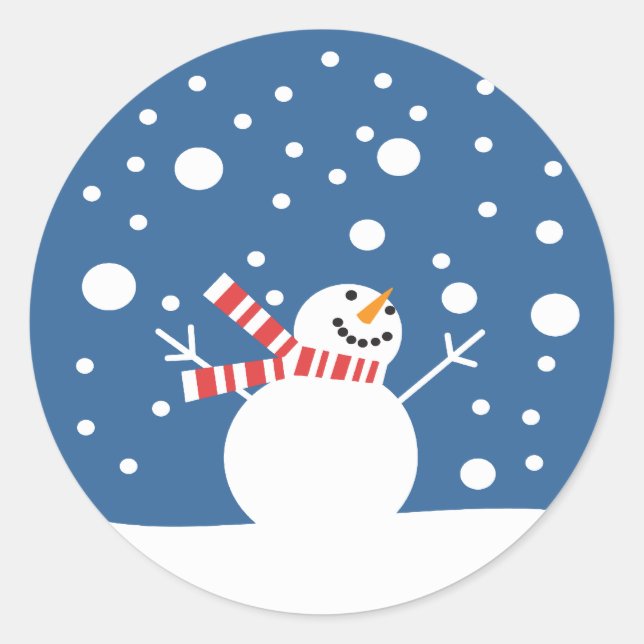 Sticker Rond Vacances d'hiver Snowman (Devant)