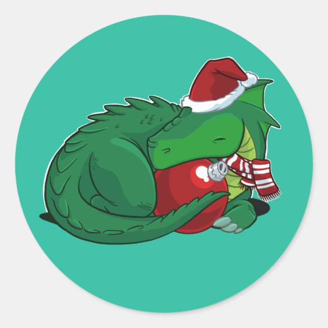 Sticker Rond Vacances Dragon Vert (Devant)