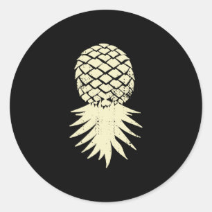 Sticker Rond Vacances drôles subtilement un pineapple inversé h