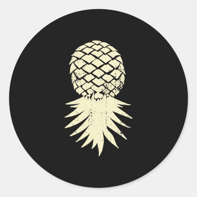 Sticker Rond Vacances drôles subtilement un pineapple inversé h (Devant)