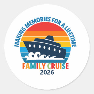 Sticker Rond Vacances en croisière en famille