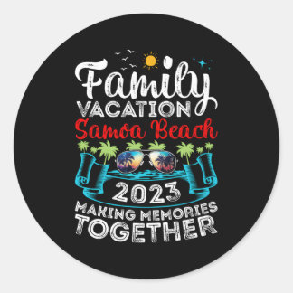 Sticker Rond Vacances en famille 2023 Polynésie Samoa Beach