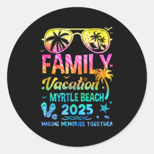 Sticker Rond Vacances en famille 2025 Myrtle Beach Matching Mem