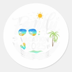 Sticker Rond Vacances en famille 2025 Plage Correspondant Famil