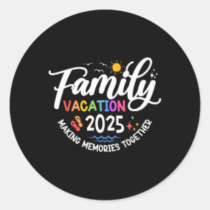 Sticker Rond Vacances en famille 2025 Plage Correspondant Vacan