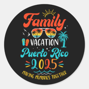 Sticker Rond Vacances en famille 2025 Porto Rico Correspondant 