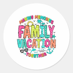 Sticker Rond Vacances en famille 2025 Vacati d'été correspondan